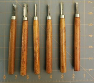 Set Of 6 Vintage Tools Chisels For Wood Lathe Turning Woodworking - Made In Japan