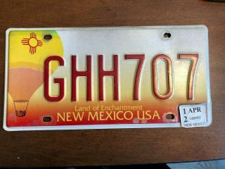2012 Mexico Hot Air Balloon License Plate Expired Ghh 707