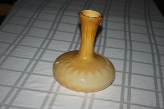 Honey Color Cased Fat Bottom Glass Art Vase 9 " Tall Yellow Vintage Decor