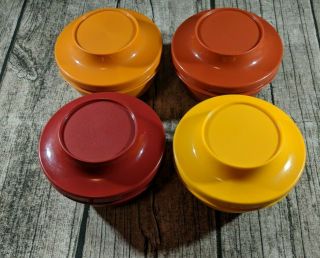 Set Of 4 Vintage Tupperware Seal & Serve Bowls & Lids Harvest Colors 1436