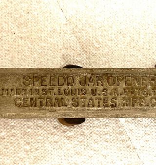 Vintage Speedo Jar Opener Cast Iron Central States Manufacturing Co.  St Louis Mo