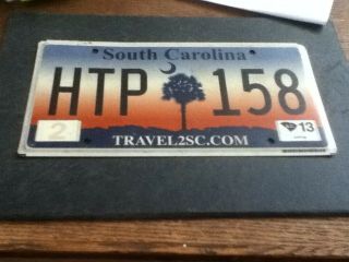 License Plate Vintage Tag South Carolina Sc Htp 158 2013 Flat Rustic Usa