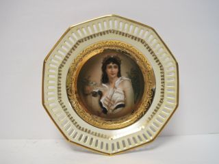 Vintage Schumann Bavaria Germany Reticulated Women Portrait Plate