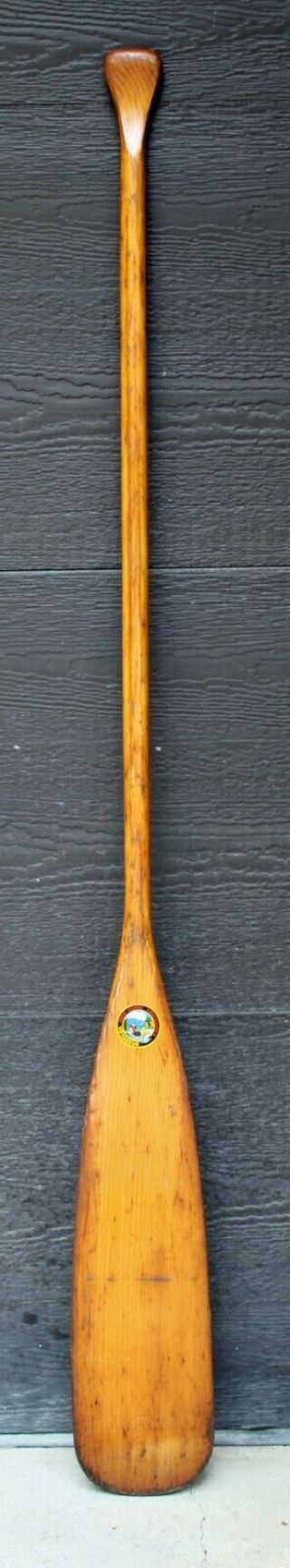 Antique Canoe Paddle 65 Inches Long All Wood With Great Patina Marker Marked