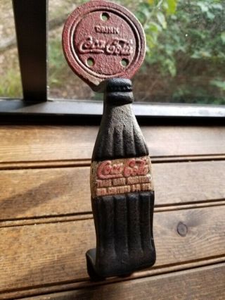 Rustic Cast Iron Coca - Cola Coke Door Handle Pull Vtg Antique
