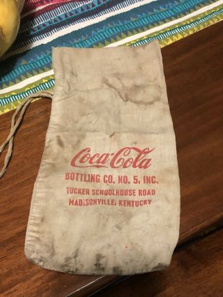 Vintage Coca - Cola Fabric Bag Madisonville Kentucky Bottling Company No.  5 Inc.