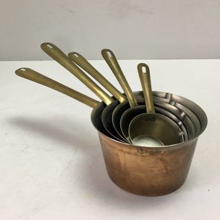 5 Vintage Copper Measuring Cups Italy