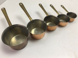 5 Vintage Copper Measuring Cups Italy 2