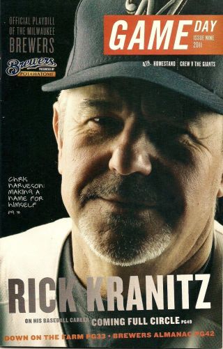 Rick Kranitz On Cover Milwaukee Brewers 2011 Official Gameday Program Issue 9
