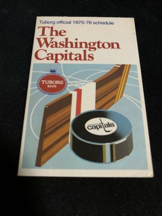 1975 - 76 Washington Capitals Hockey Pocket Schedule Tuborg Version Second Season