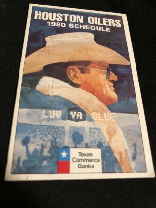 1980 Houston Oilers Pocket Schedule Commerce Version Bum Phillips & Ken Stabler