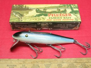 Vintage Pflueger Mustang 5 " Wood Lure W/box & Paper (rare) As Found Tackle Box