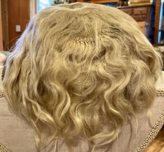 A54 13 " Fine Antique Light Blond Mohair Wig For Antique Bisque Doll