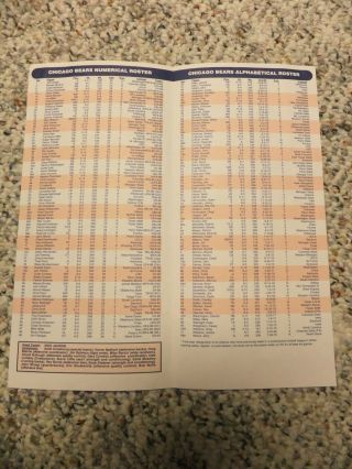 L 844 1999 Chicago Bear Training Camp Roster Card