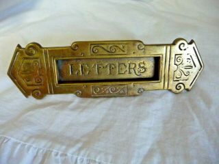 Vintage Brass Arts And Crafts Style Letterbox Detail Good Spring And Bolts