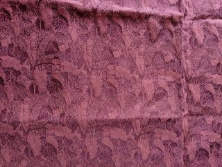 2 Yds,  Vintage 1950s Rust Red Brown Leaf Woven Jacquard Upholstery Fabric Sewing