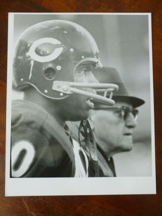Chicago Bears Gale Sayers & George Halas 8x10 B&w Photograph