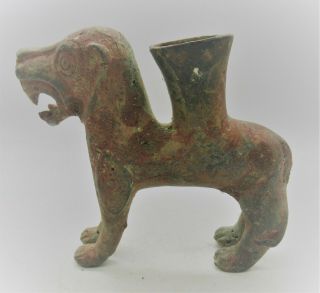Ancient Near Eastern Bronze Rhyton Vessel In The Form Of A Beast
