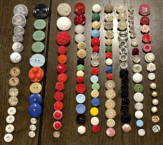 130,  Antique Vintage Assorted Glass,  Metal,  Buttons In Old Tin,  Stokes Melbourne