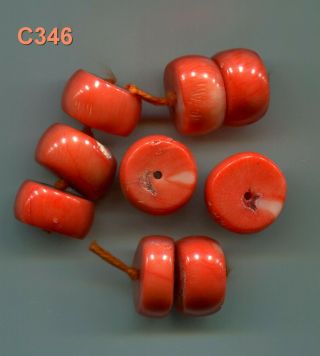 Coral Beads,  Natural Mediterranean Disc Heishe Vintage C342.  C343.  C346.  C355
