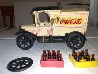Old Coca Cola Delivery Truck Cast Iron Vintage Toy Extra Wheel Heavy