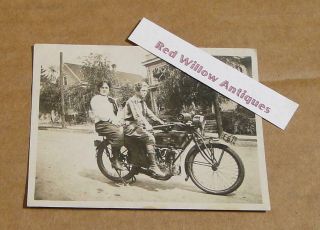 Old Photo Of 2 Women On A Henderson Motorcycle