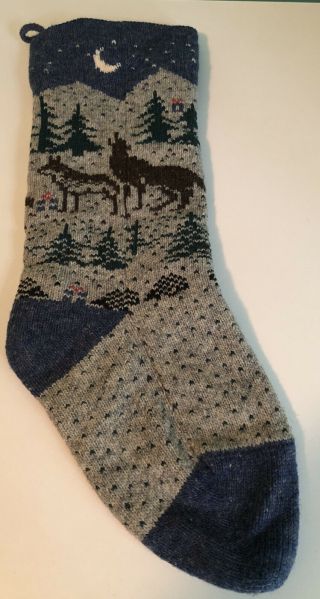 Vtg Vermont “specialties In Wool” Rustic Knit Christmas Stocking 100 Wool 20.  5 "
