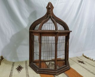 Antique Bird Cage Wood Wire Bohemian Metal House Display.  Amana Colonies