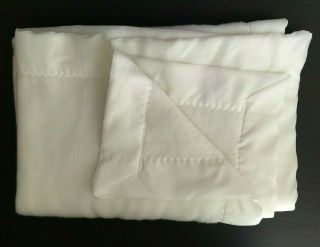 Blanket Vintage Acrylic Baby Beacon Wpl 1675 Solid White Usa Nylon Trim