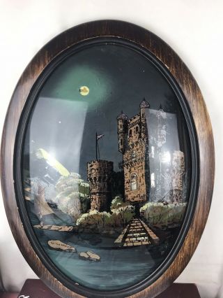 Antique Reverse Painting Art On Bubble Glass (on The Danube)