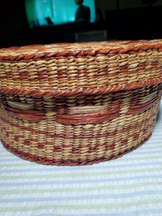 Vintage Handwoven Native Lidded Basket