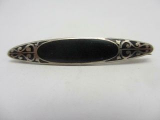 Black Enamel Sterling Silver Charles Horner Brooch Pin Antique Edwardian Tbj1175