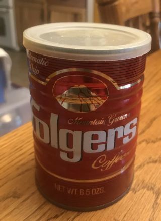 Vintage Folgers Coffee Tin 6.  5 Oz Can W Lid Automatic Drip