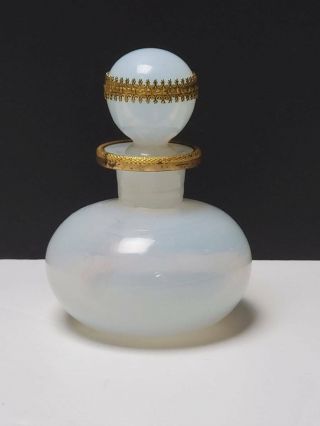 Antique French Opaline Glass Ormolu Scent Cologne Perfume Bottle Baccarat
