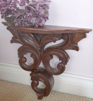 Antique Black Forest Carved Large Wooden Rococo Style Wall Bracket Clock Shelf