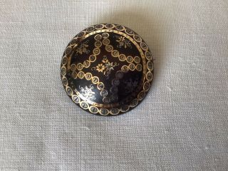 Antique Victorian Pique Faux Tortoiseshell Gold And Silver Inlaid Brooch Pin