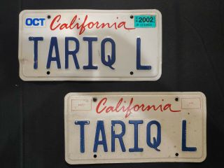 California Vanity License Plate Pair - Tariq L