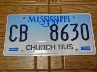 Cb 8630 = Nos 1990`s Mississippi Church Bus License Plate $4.  00 Us