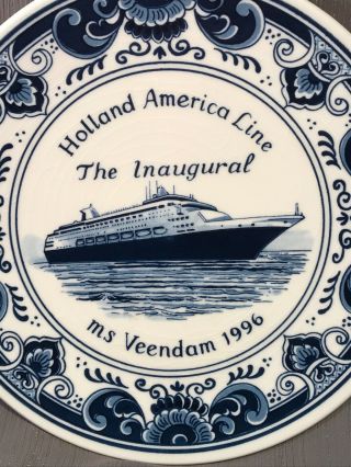 Holland American Line The Inaugural Ms Veendam 1996 Delft Plate 2