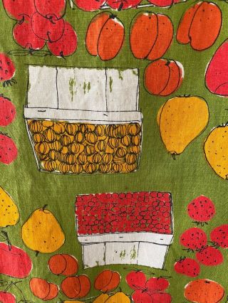 Vera Neumann Vintage Green/red/yellow Fruit Basket Pears/grapes Linen Tea Towel