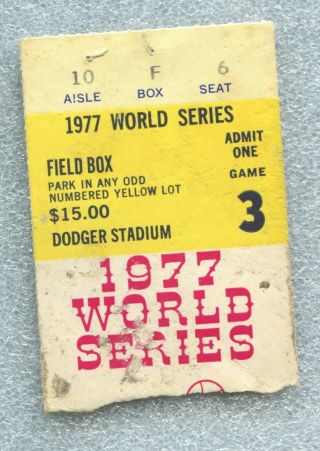 1977 World Series Ticket Stub Yankees 5 Dodger 3 Game 3 Possible Auto Unknown