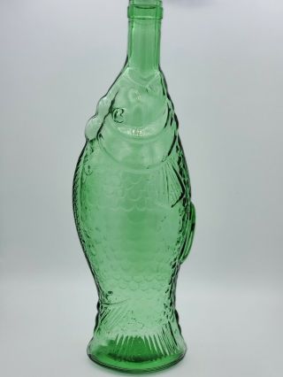 Vintage Large Italian Green Glass Fish Shaped Wine Bottle Antinori? Decanter