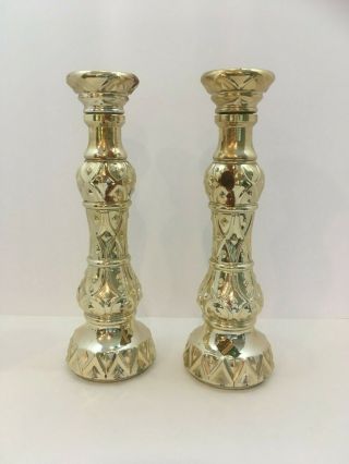 Two Vintage Old Cabin Still Decanters Gold Candles Holders