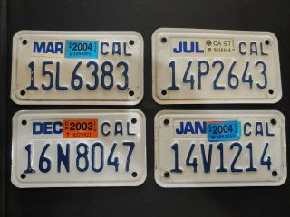 4 California Motorcycle License Plate - 1987 To 1994 Design