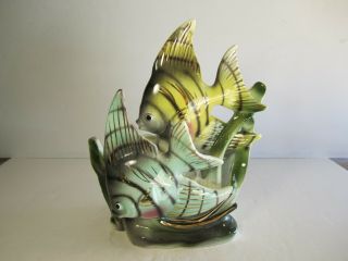Vtg Lefton China Japan Ceramic Angel Fish Decorative Planter