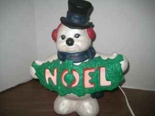 Vintage Christmas Holiday Noel Ceramic Snowman Light 11 " Inches Tall