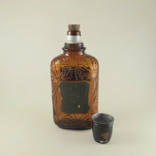 Antique Vintage Circa 1931 Old Crow Bourbon Whiskey Bottle Shot Glass Top Flask