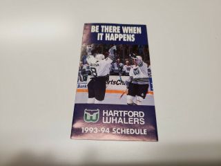 Rs20 Hartford Whalers 1993/94 Nhl Hockey Pocket Schedule - Gulf