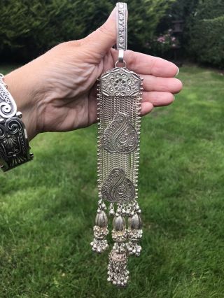 Unusual Antique /vintage Indian Silver Plate Chabi Challa Chatelaine Type Chain