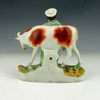 Antique Staffordshire Pottery Man With Cow Figure - The Milk Man - Lovely 3